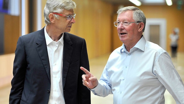 Arsene Wenger (li.) und Alex Ferguson: Bei aller Rivalität respektierten und wertschätzten die beiden Trainer-Sirs einander stets. (Bild: UEFA)