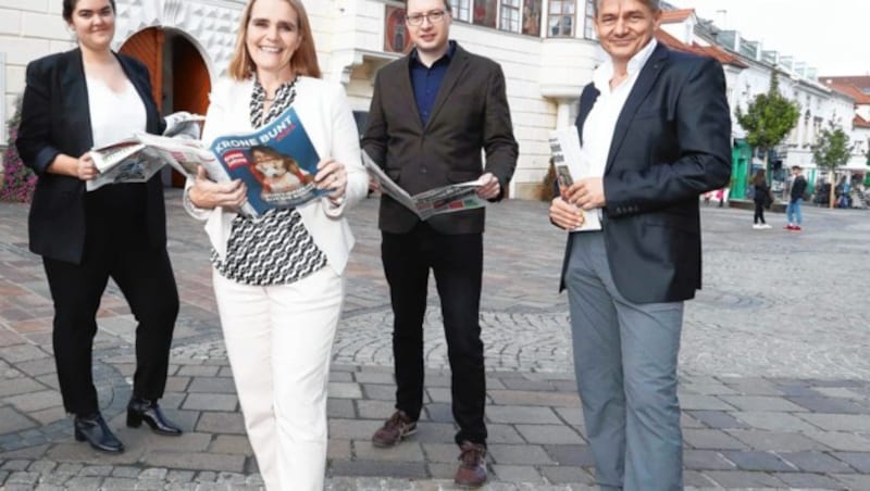 Das Team in Eisenstadt: Patrick Huber, Carina Lampeter, Sabine Oberhauser, Christoph Miehl, Karl Grammer. (Bild: Judt Reinhard, Krone KREATIV)