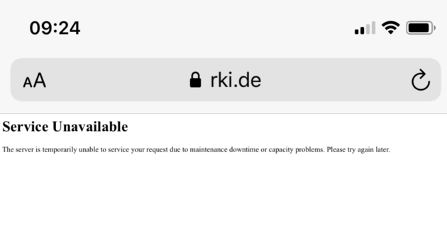 Die Website des Robert-Koch-Instituts war am Donnerstagvormittag nicht mehr erreichbar. (Bild: Screenshot rki.de)