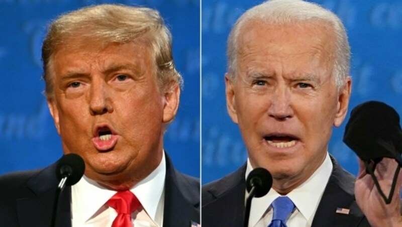 Donald Trump und Joe Biden während ihres TV-Duells vor der Wahl am 23. Oktober. (Bild: AFP)