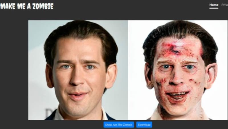 Sebastian Kurz (Bild: APA, makemeazombie.com)