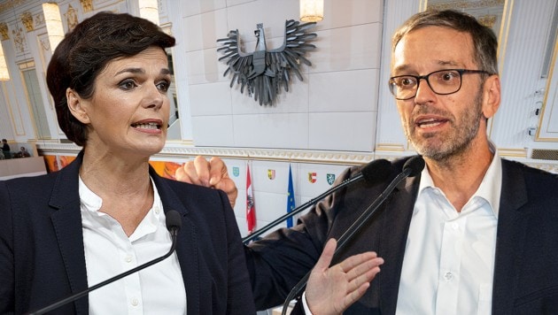 SPÖ-Chefin Pamela Rendi-Wagner und FPÖ-Klubchef Herbert Kickl (Bild: APA, Krone KREATIV)