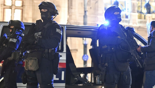 Beamte der Polizei in der Terror-Nacht (Bild: Joe Klamar/AFP)