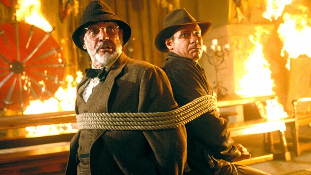 Sean Connery und Harrison Ford spielten in den „Indiana Jones“-Filmen gemeinsam. (Bild: Everett Collection / picturedesk.com)