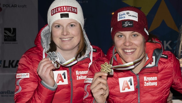 Haben auch in dieser Saison viel vor: die Lungauerin Lisa Grill (li.) und Zimmerkollegin Magdalena Egger, die heuer im März die Junioren-Ski-WM dominierten. (Bild: Kjell G Karlsen)