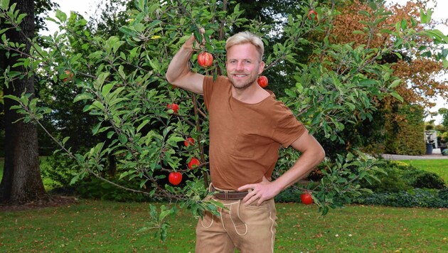 Apfelsorten-Kenner Willi Gabalier in seinem Element - am Sonntag präsentiert er bei ServusTV „Bares für Rares“ (20.15 Uhr) und am Freitag „Heimat Sterne“ (21.10 Uhr). (Bild: Zwefo)