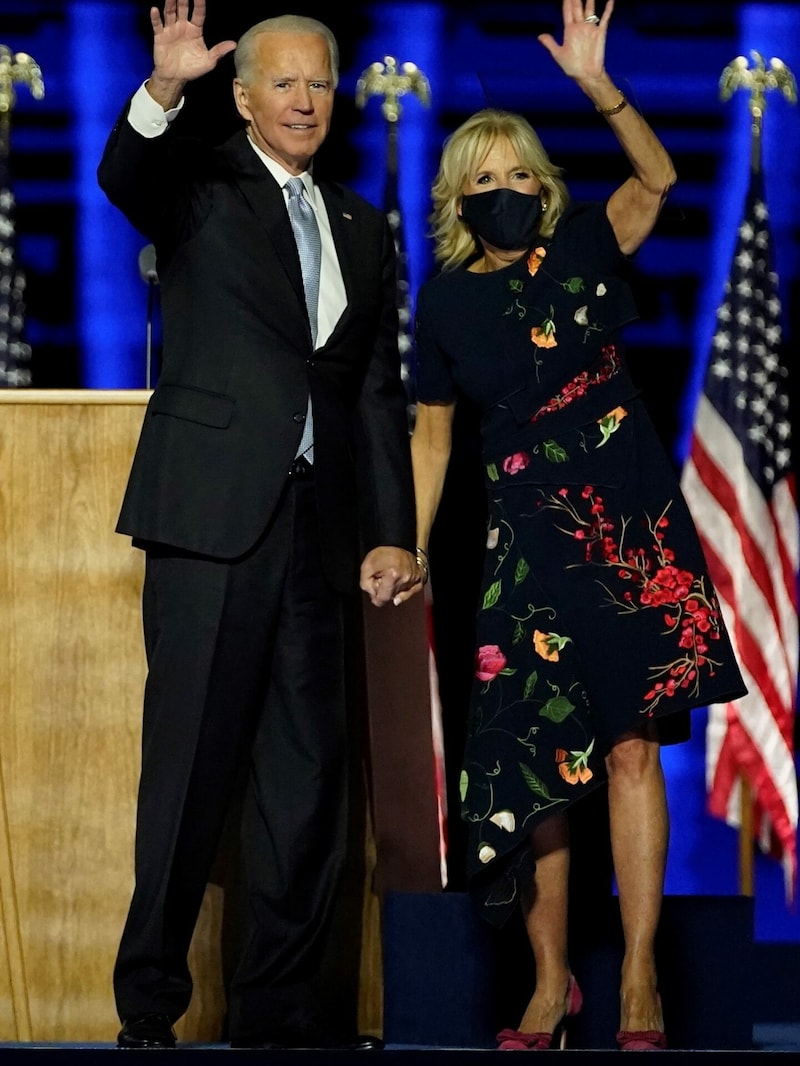 Joe Biden und seine Frau Dr. Jill Biden nach seinem Wahlsieg in Wilmington, Delaware. (Bild: Andrew Harnik-Pool/Getty Images/AFP)