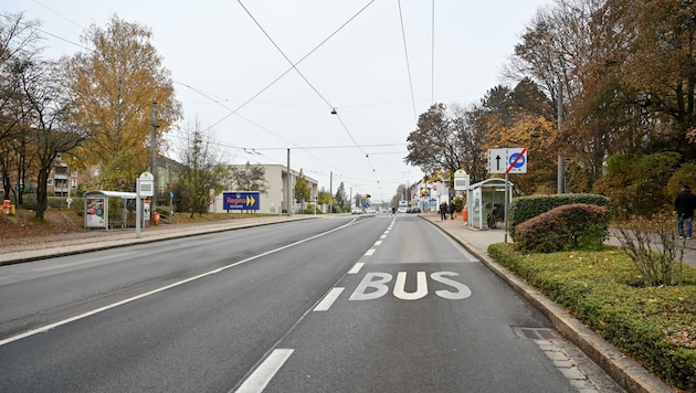 Die Landwiedstraße „lädt“ Richtung Salzburger Straße durchaus zum Rasen ein. Im September und im Oktober wurden 141 Geschwindigkeitsübertretungen gemessen. Für FP-Stadtvize Markus Hein ist die Straße ein Fall für eine stationäre Überwachung. (Bild: Dostal Harald)