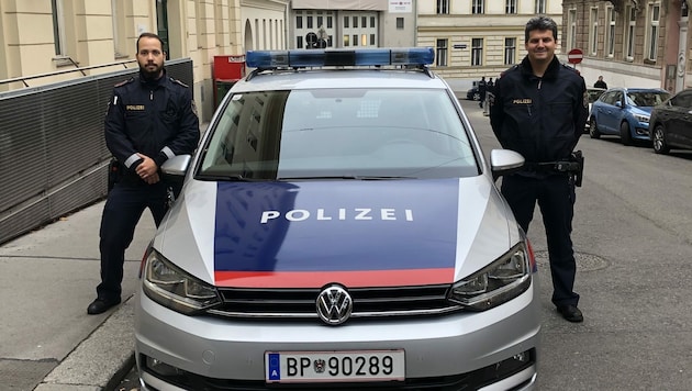 Am Abend des Terroranschlags waren die beiden Polizisten zur rechten Zeit am rechten Ort. (Bild: LPD Wien)