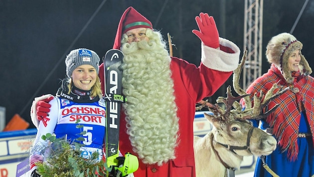Im finnischen Levi, unweit der Heimat des Weihnachtsmannes, stand Bernadette Schild 2018 als Dritte auf dem Podest. (Bild: EXPA/ Nisse Schmidt)
