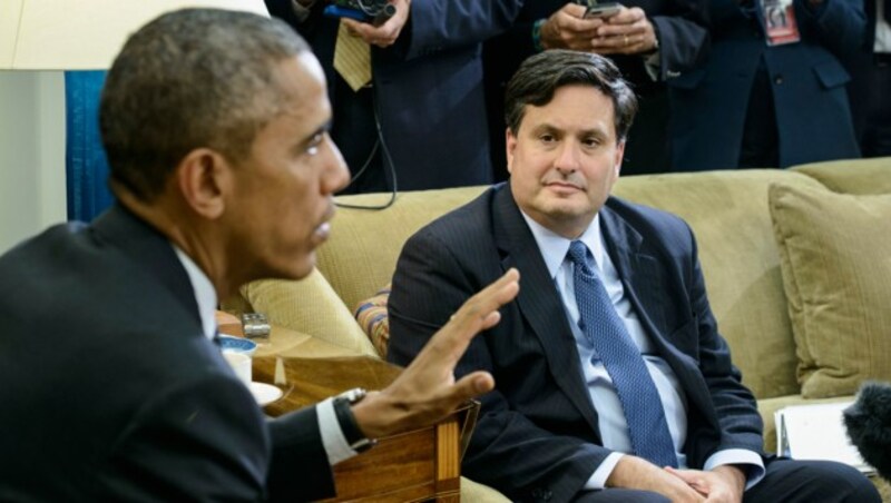 Ron Klain im Jahr 2014 mit dem damaligen US-Präsidenten Barack Obama. Damals war Klain Ebola-Beauftragter der US-Regierung. (Bild: AFP)