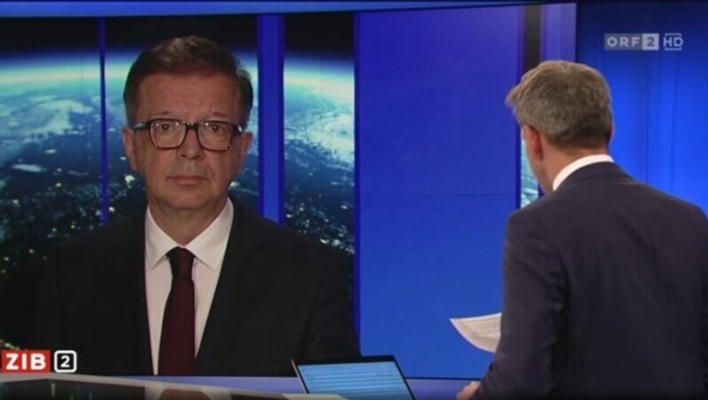 Rudolf Anschober (Grüne) im Gespräch mit Martin Thür (Bild: Screenshot/ORF/TV-Thek/Zeit im Bild 2)