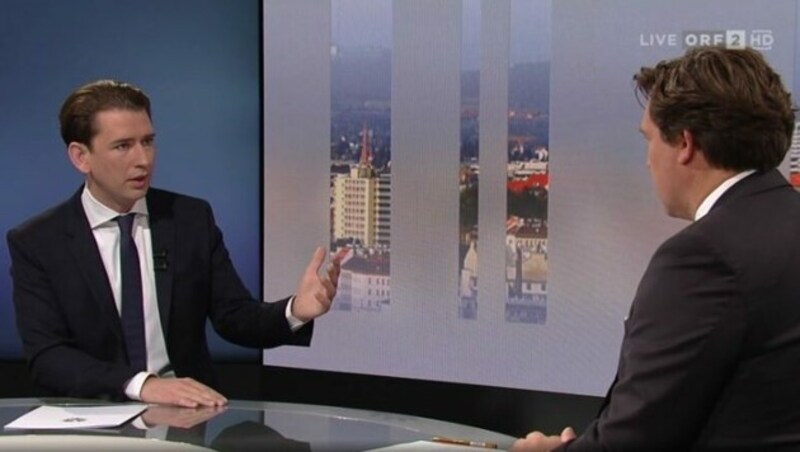 Bundeskanzler Sebastian Kurz (ÖVP) kündigte in der ORF-„Pressestunde“ Massentests nach dem Vorbild Slowakei auch in Österreich an. (Bild: Screenshot ORF-Tv-Thek/„Pressestunde" )