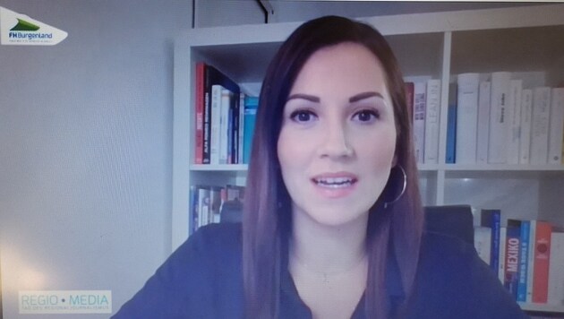 Puls4-Moderatorin Alexandra Wachter führte online durch die Tagung. (Bild: Screenshot Videokonferenz)