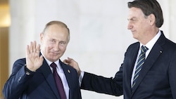 Putin und Bolsonaro bei einem BRICS-Gipfel im November 2019: Das letzte Treffen musste wegen der Corona-Pandemie online stattfinden. (Bild: AFP)