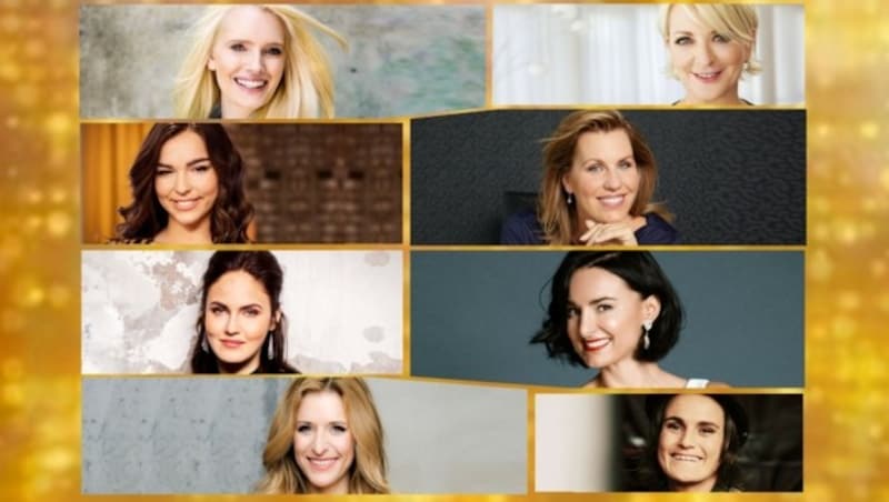 v.l.: Mirja du Mont, Ulla Kock am Brink, Lili Paul-Roncalli, Nicole Staudinger, Elena Carrière, Mimi Fiedler, Stefanie Hertel und Nadine Angerer (Bild: TVNOW / Gordon Mühle, Guido Engels, Stefan Gregorowius)