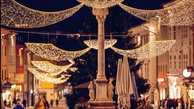 Alleine in Villach sorgen mehr als eine Million LED-Lichtpunkte dafür, dass abends weihnachtliche Stimmung verströmt wird. (Bild: Stadtmarketing Villach)
