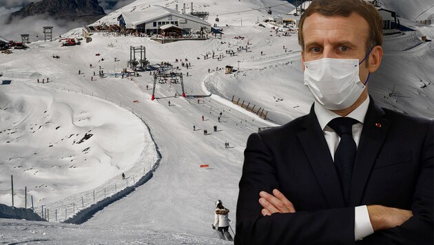 Emmanuel Macron stellt klar: Kein Skifahren in Frankreich vor Jänner. (Bild: APA, AFP/Jeff Pachoud)