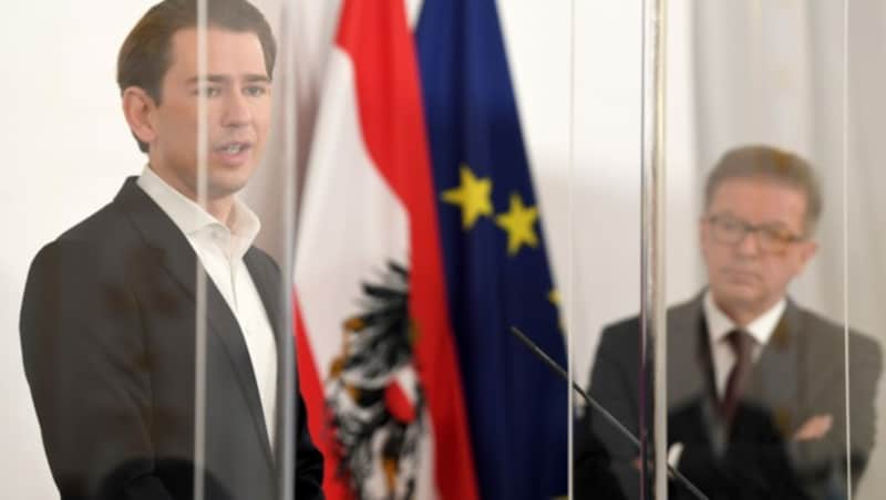 Bundeskanzler Sebastian Kurz (ÖVP) und Gesundheitsminister Rudolf Anschober (Grüne) (Bild: APA/ROLAND SCHLAGER)