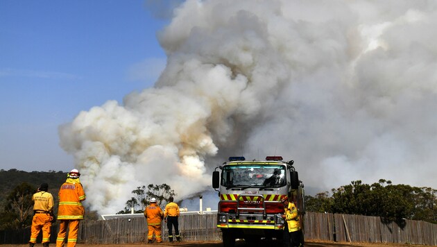 Feuerwehrmänner in New South Wales haben nach der verheerenden Brandsaison im vergangenen Jahr erneut mit aufkommenden Buschfeuern zu kämpfen. (Bild: AFP/SAEED KHAN)