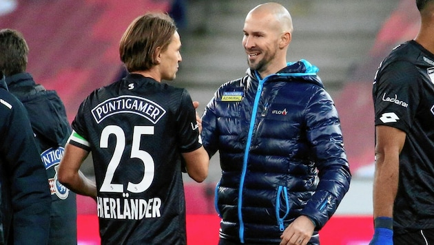 Sturm-Coach Christian Ilzer (r.) trifft am Samstag erstmals auf seinen Ex-Klub Austria. (Bild: Kronen Zeitung)