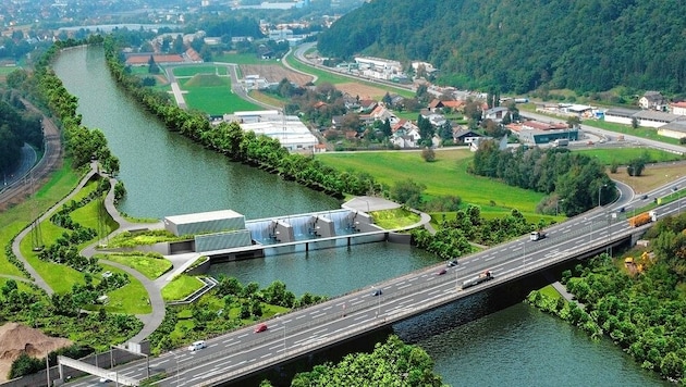 Das geplante Murkraftwerk in Gratkorn (Bild: Energie Steiermark)