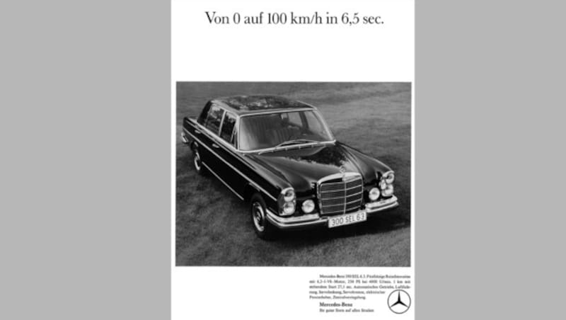Die Power-Limousinen im ikonisch-kühlen Design von Paul Bracq trafen das zahlungskräftige Publikum der leistungshungrigen Swinging Sixties ins Herz. (Bild: Daimler)