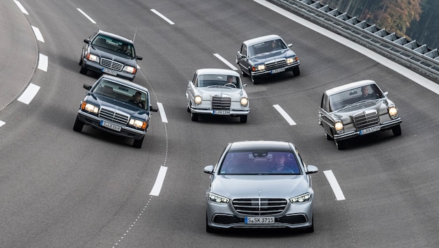 Die neue Mercedes-S-Klasse und ihre Vorfahren (Bild: Daimler)