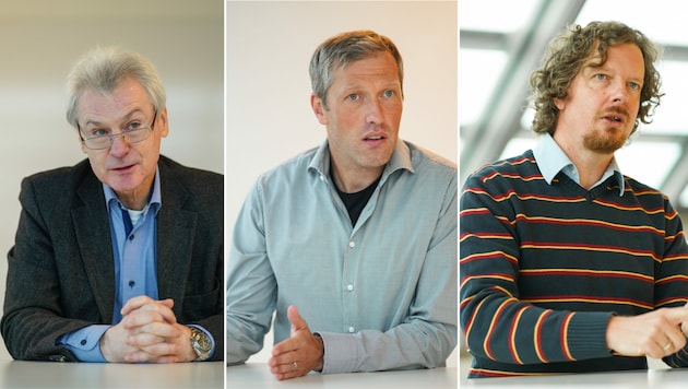 Stolz auf den Landespreis für Innovation: Rainer Aufischer (l.), Stefan Aigner, Johann Nagl (r.). (Bild: Markus Wenzel (3))
