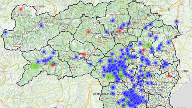 Einsätze vom 9.12. (Bild: LFV Steiermark)