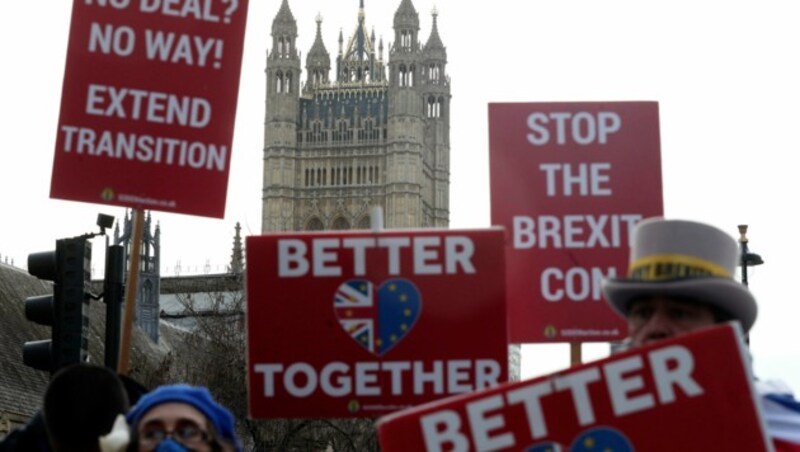 Die Demonstranten sind der Meinung, dass Großbritannien bei der Europäischen Union bleiben soll. (Bild: AP)