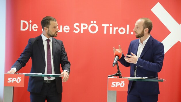 SP-Chefs Georg Dornauer (li.) und David Egger (Salzburg) (Bild: Birbaumer Christof)