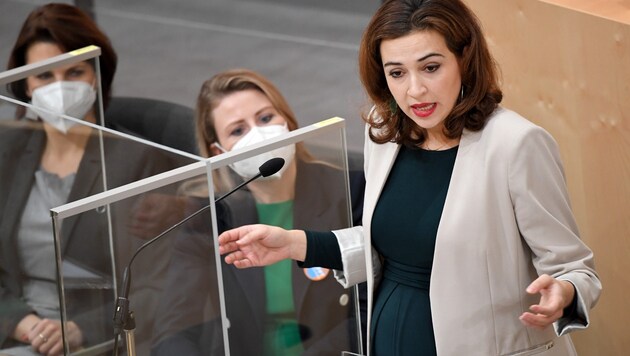 Justizministerin Alma Zadic (Grüne) sieht in dem Gesetz ein „umfassendes Maßnahmenpaket“. Kritik kam indes von der Opposition. (Bild: APA/ROLAND SCHLAGER)