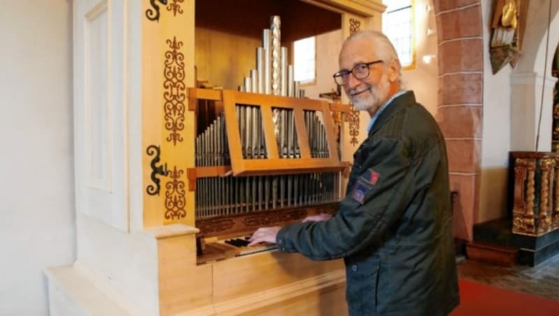 Die historischen Orgeltüren kommen in der Kirche Maria Höfl an die neue Orgel, deren Pfeifen Peter Fuchs jahrzehntelang hütete. (Bild: Rojsek-Wiedergut Uta)