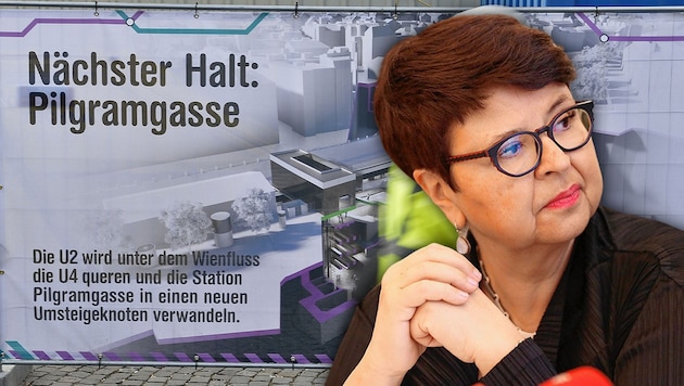 Bei den Kostenschätzungen zum U-Bahn-Ausbau lag Ex-Stadträtin Renate Brauner (SPÖ) wieder einmal kräftig daneben, wie ein Insider berichtet. (Bild: APA/HERBERT NEUBAUER, Peter Tomschi, Krone KREATIV)