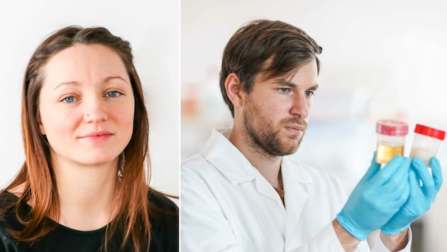 30 Mitarbeiter - hier Florian Hartmann und Melanie Baumgartner - gehören in Linz zum Team von Kaltenbrunner. (Bild: LIT Soft Materials Lab, Markus Wenzel)