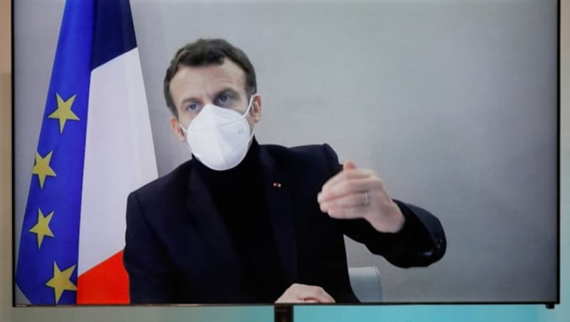 Bislang hatte Macron noch seine Termine per Videoschaltung absolviert. (Bild: AP)