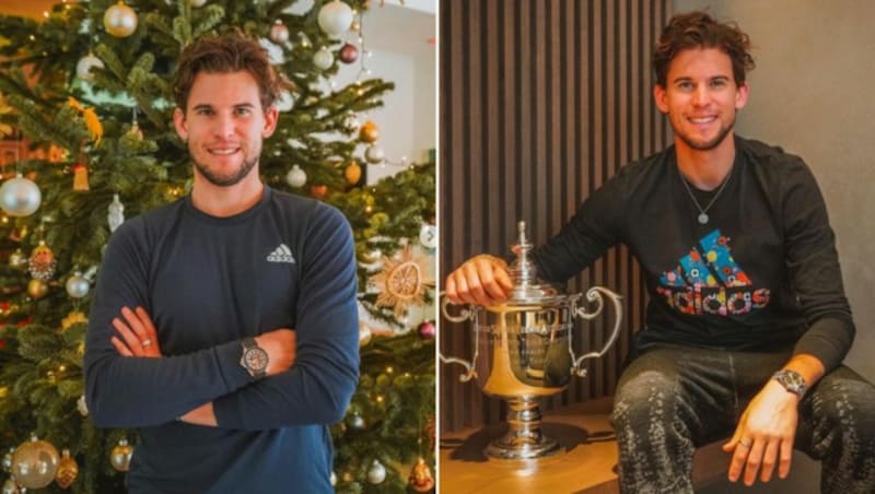 Dominic Thiem in Weihnachtsstimmung - auch dank des US-Open-Pokals (Bild: Instagram.com/Dominic Thiem)