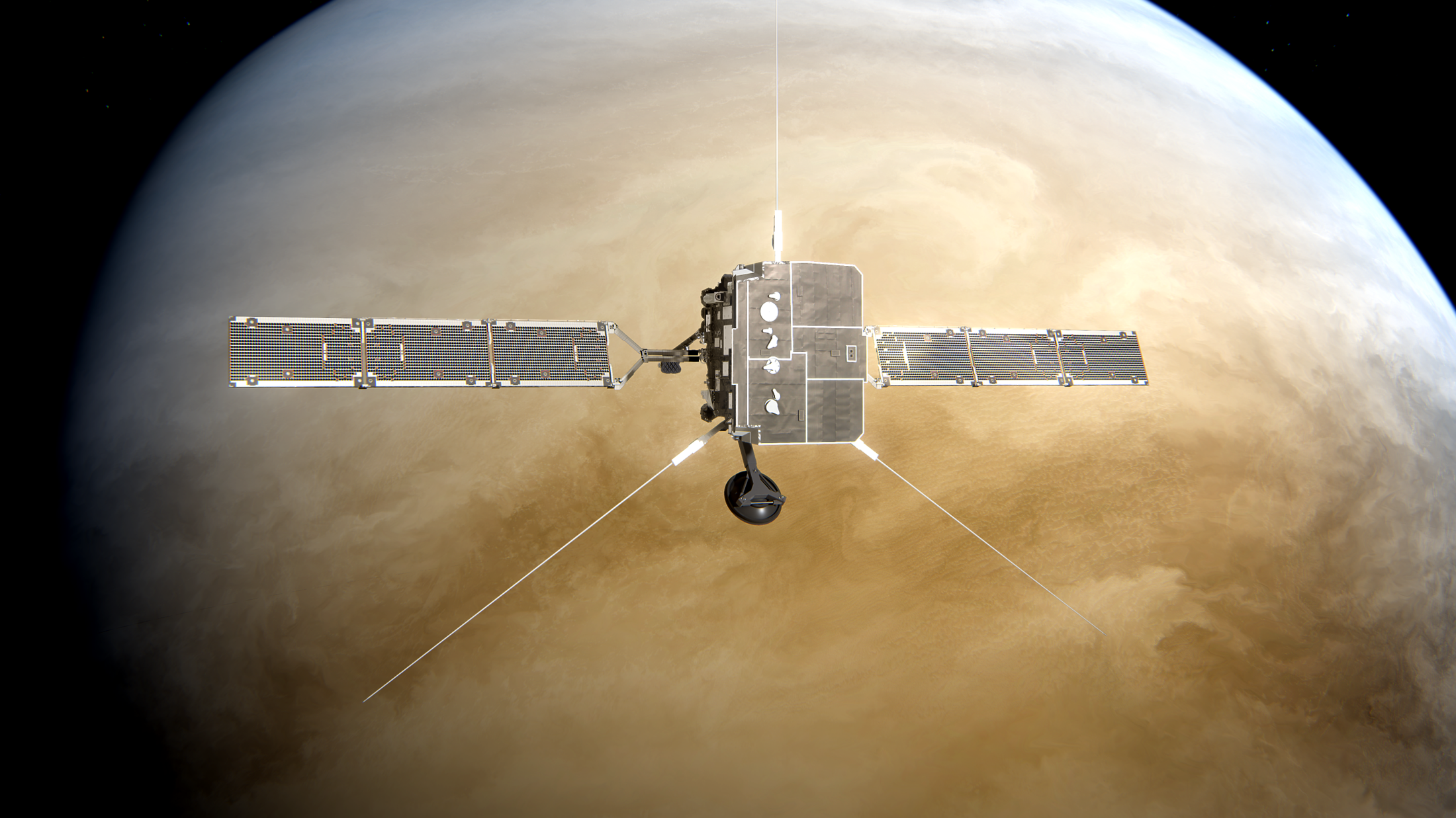 Künstlerische Darstellung des Fly-bys der Sonde „Solar Orbiter“ an der Venus (Bild: ESA/ATG medialab)