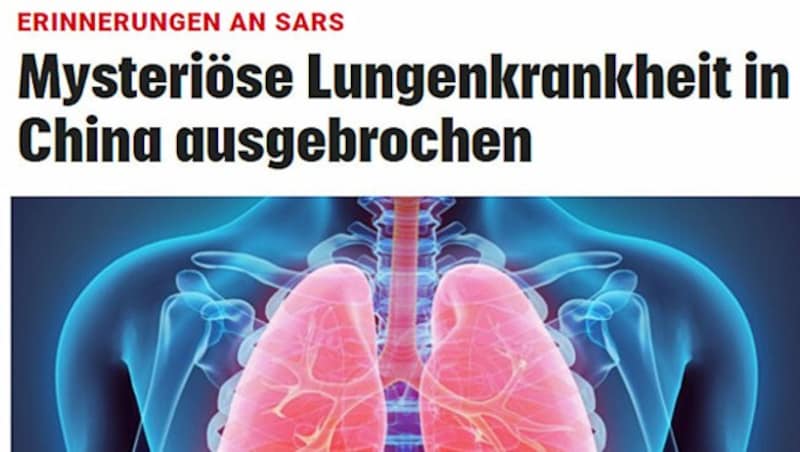 „Mysteriöse Lungenkrankheit in China ausgebrochen“: So titelte krone.at am 31.12.2019 (Bild: krone.at)