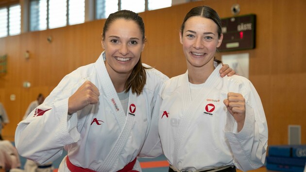 Karate-Aushängeschilder: Alisa Buchinger (li.), Bettina Plank. (Bild: Maurice Shourot)