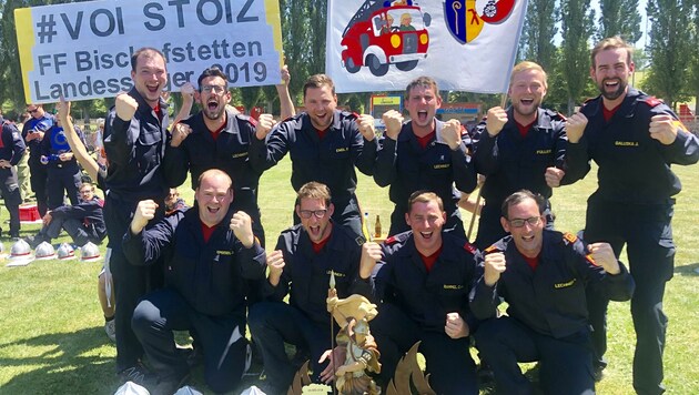 Die umjubelten Landessieger in Bronze müssen derzeit pausieren, hoffen aber auf baldige Feuerwehrbewerbe.  (Bild: FF Bischofstetten)