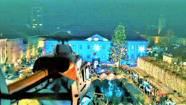 Auch der Neue Platz in der Landeshauptstadt wird im Film „White Christmas“ zur Kulisse. (Bild: MonaFilm)