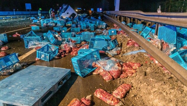 20 Tonnen Pferdefleisch mussten von der Feuerwehr entsorgt werden. (Bild: Einsatzdoku.at)