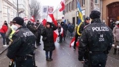 In NÖ sind für das Wochenende wieder zahlreiche Demonstrationen – wie hier in Baden – angemeldet . Die heimische Polizei setzt wie bisher auf das große Prinzip der „gewaltfreien Problemlösung“. (Bild: Judt Reinhard)