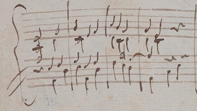 Original-Handschrift: Das Stück aus dem Jahr 1773 hat Mozart vermutlich aus Italien an seine Schwester geschickt. (Bild: Stiftung Mozarteum Salzburg)