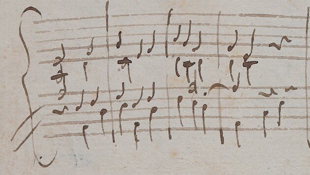 Original-Handschrift: Das Stück aus dem Jahr 1773 hat Mozart vermutlich aus Italien an seine Schwester geschickt. (Bild: Stiftung Mozarteum Salzburg)