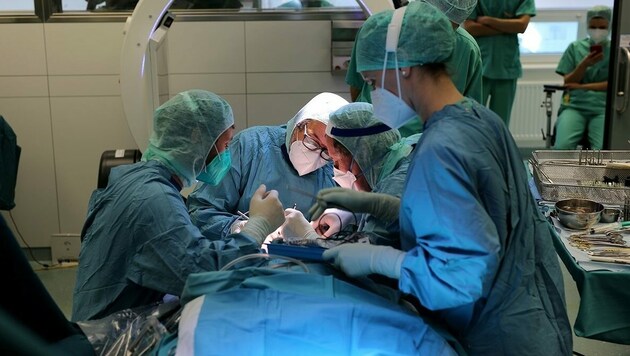 22 Stunden lang operierten die Ärzte am Salzburger Uniklinikum am Schädel einer 53-jährigen Patientin. (Bild: SALK)