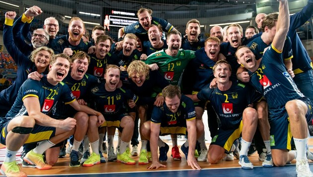 Der Jubel der Schweden ... (Bild: Facebook.com/Handbollslandslaget)