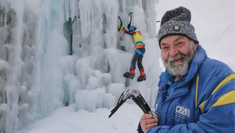 Der Mauthener „Eisbär“ und Alpenvereins-Obmann Sepp Lederer organisiert das Eiskletter-Event und sorgt auch alljährlich für die besten Eiskletter-Möglichkeiten im Bergsteigerdorf Mauthen. (Bild: Hannes Wallner)